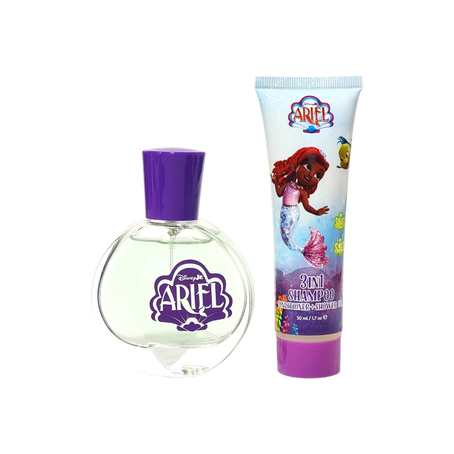 SET DE SHAMPOO 3 EN 1 Y PERFUME DE NIÑA LA SIRENITA ARIEL EDT 50ML X 2PCS (M)