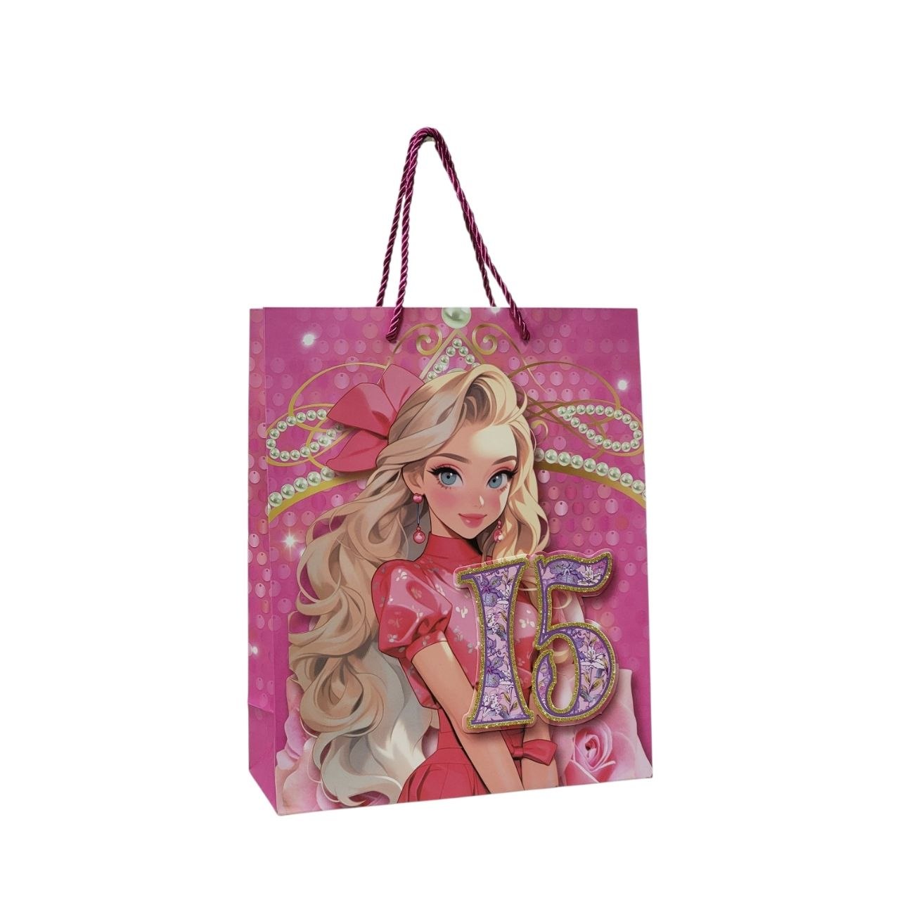 BOLSA DE REGALO PARA 15 AÑOS MEDIANA 32X26X10CM