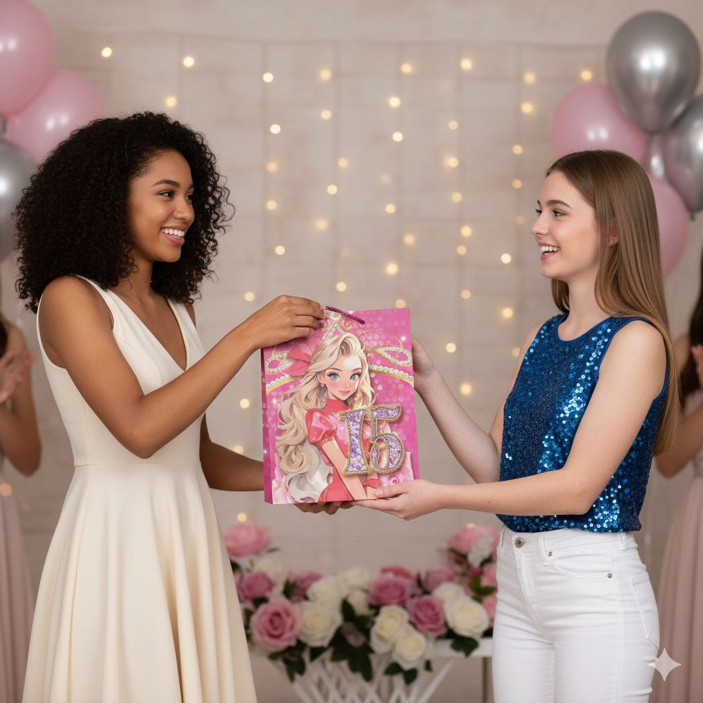 BOLSA DE REGALO PARA 15 AÑOS MEDIANA 32X26X10CM