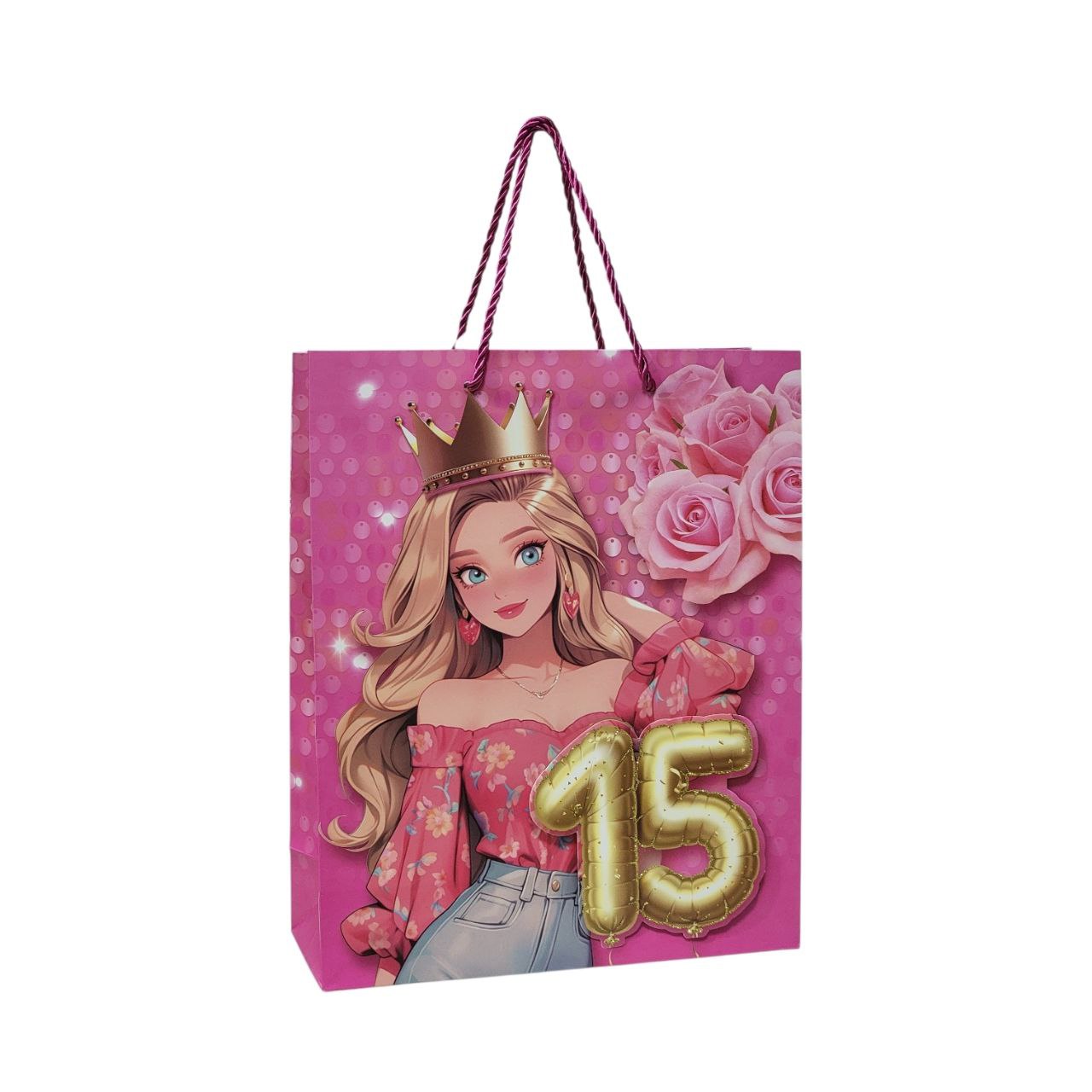 BOLSA DE REGALO PARA 15 AÑOS MEDIANA 32X26X10CM