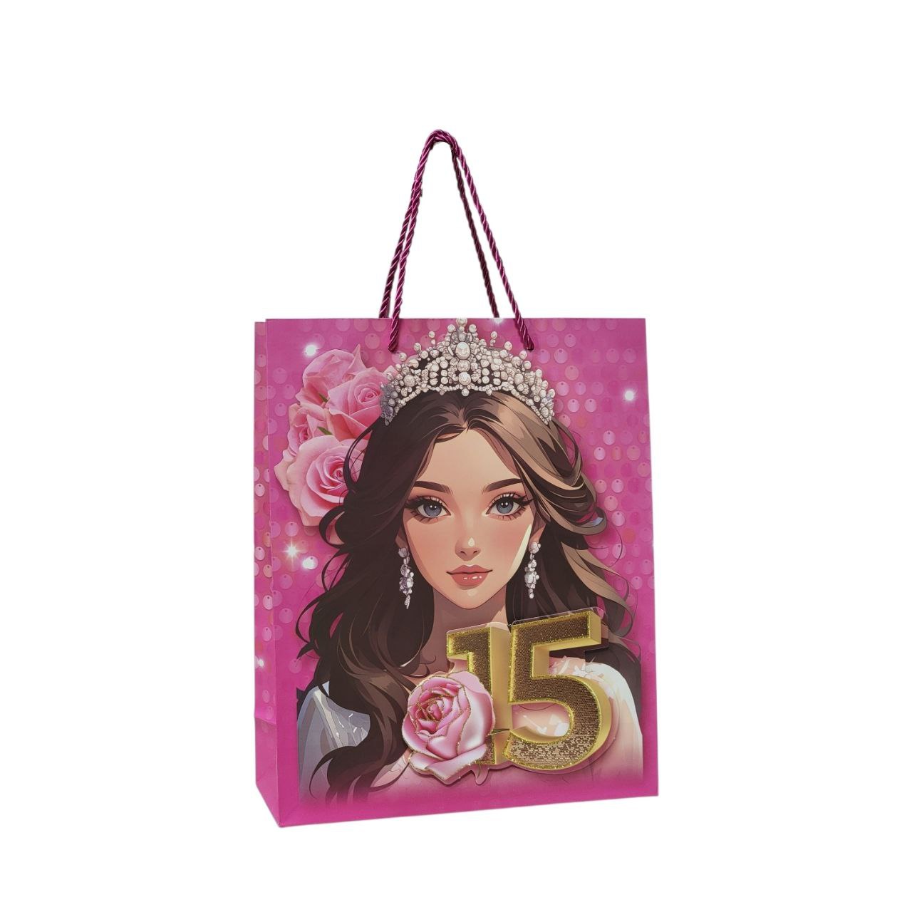 BOLSA DE REGALO PARA 15 AÑOS MEDIANA 32X26X10CM