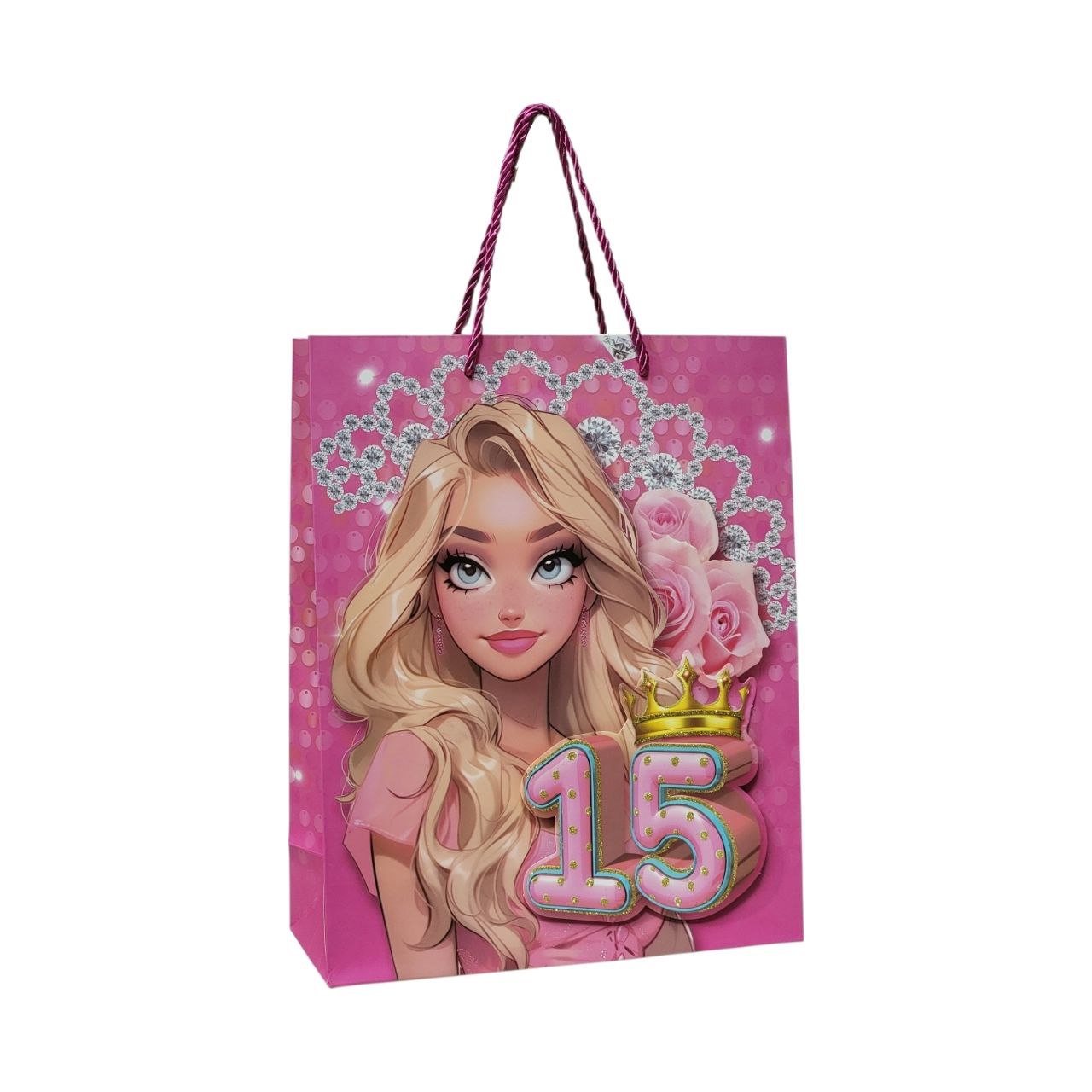 BOLSA DE REGALO PARA 15 AÑOS MEDIANA 32X26X10CM