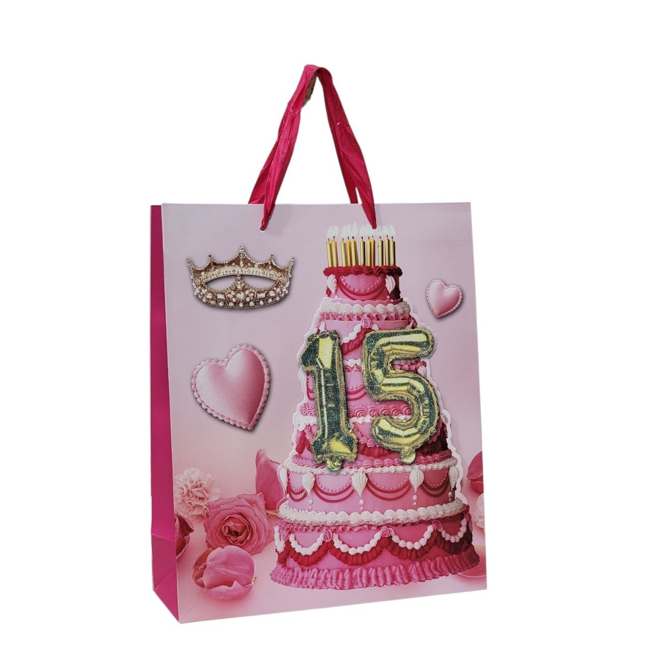 BOLSA DE REGALO PARA 15 AÑOS MEDIANA 32X26X10CM