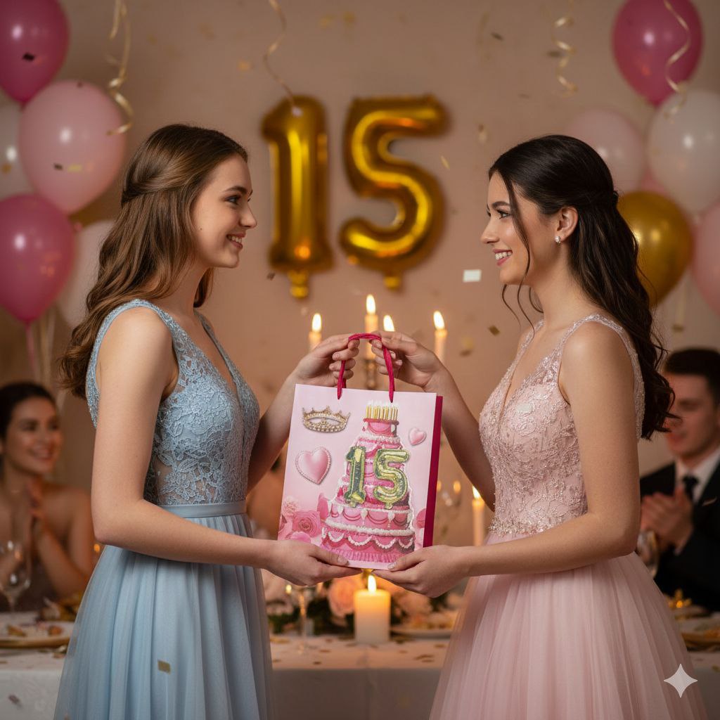 BOLSA DE REGALO PARA 15 AÑOS MEDIANA 32X26X10CM