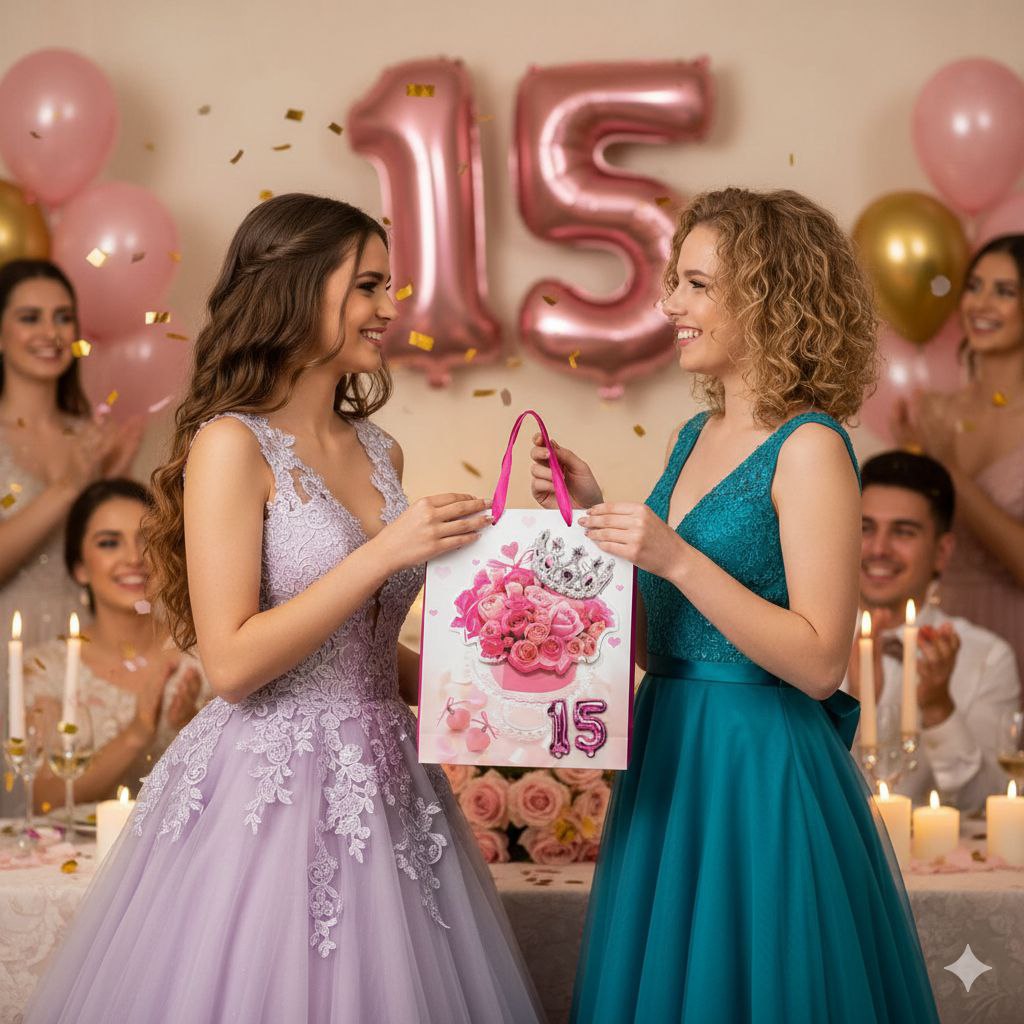 BOLSA DE REGALO PARA 15 AÑOS MEDIANA 32X26X10CM