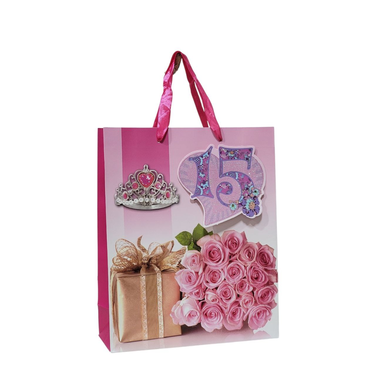 BOLSA DE REGALO PARA 15 AÑOS MEDIANA 32X26X10CM