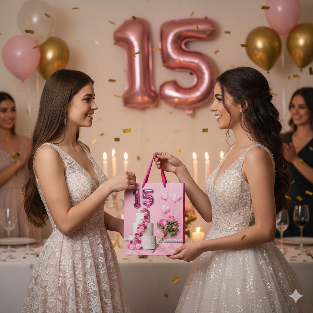 BOLSA DE REGALO PARA 15 AÑOS MEDIANA 32X26X10CM