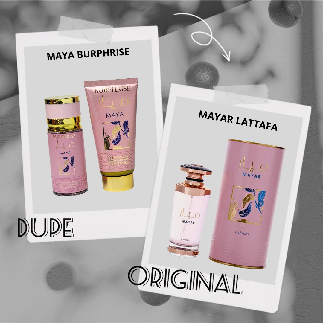 MINI SET MAYA BURPHRISE CREMA 88ML SPLASH 88ML (M) (AROMA SIMILAR A MAYAR LATTAFA)