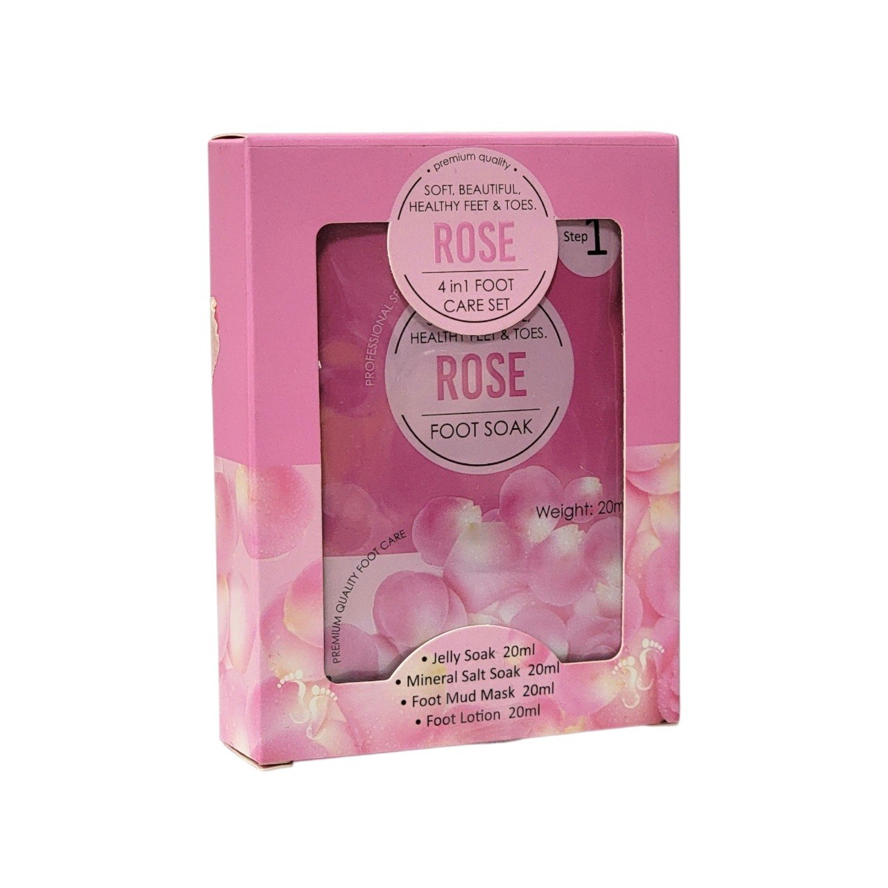 SET DE CUIDADO PARA PIES 4 EN 1 CON ESENCIA DE ROSA