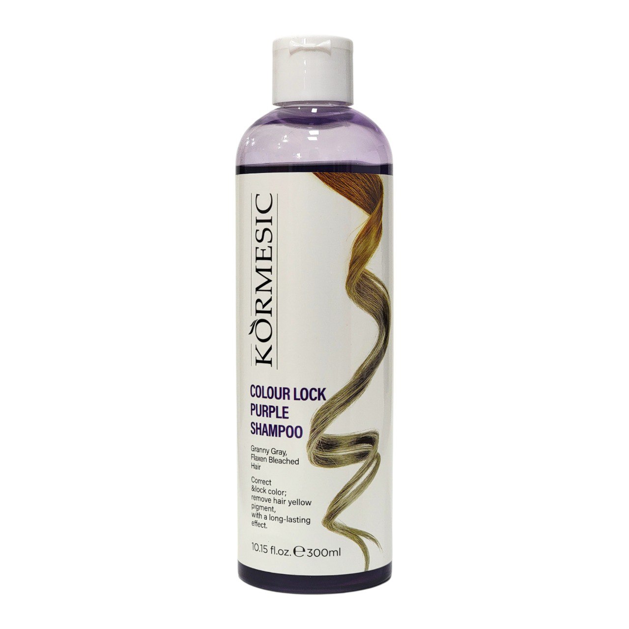 SHAMPOO MORADO BLOQUEADOR DE COLOR PARA CABELLO GRIS CANOSO, RUBIO LINO O DECOLORADO KORMESIC 300ML
