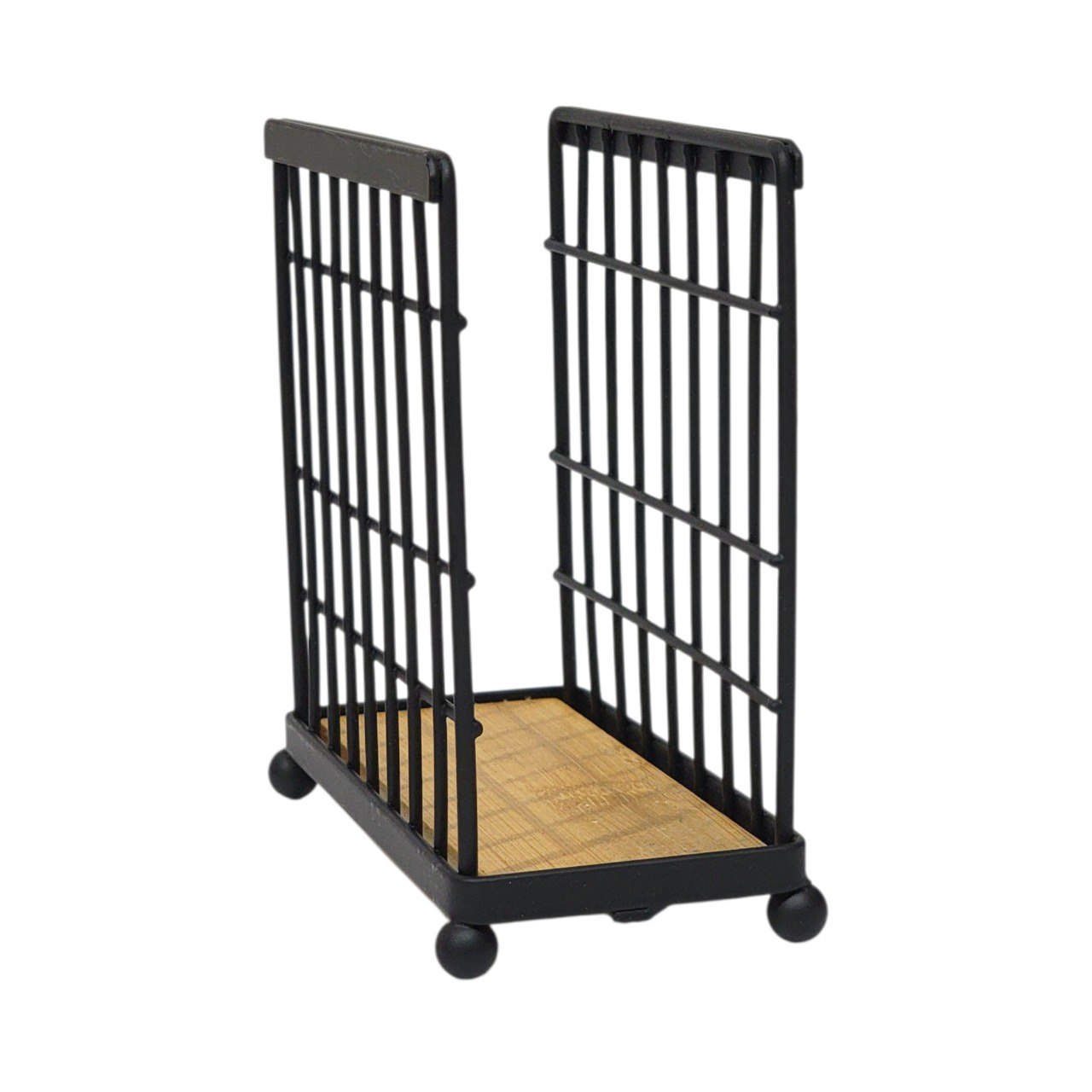 SERVILLETERO DE METAL NEGRO MATE CON BASE DE BAMBU MINIMALISTA LOTUS 6X13X13CM