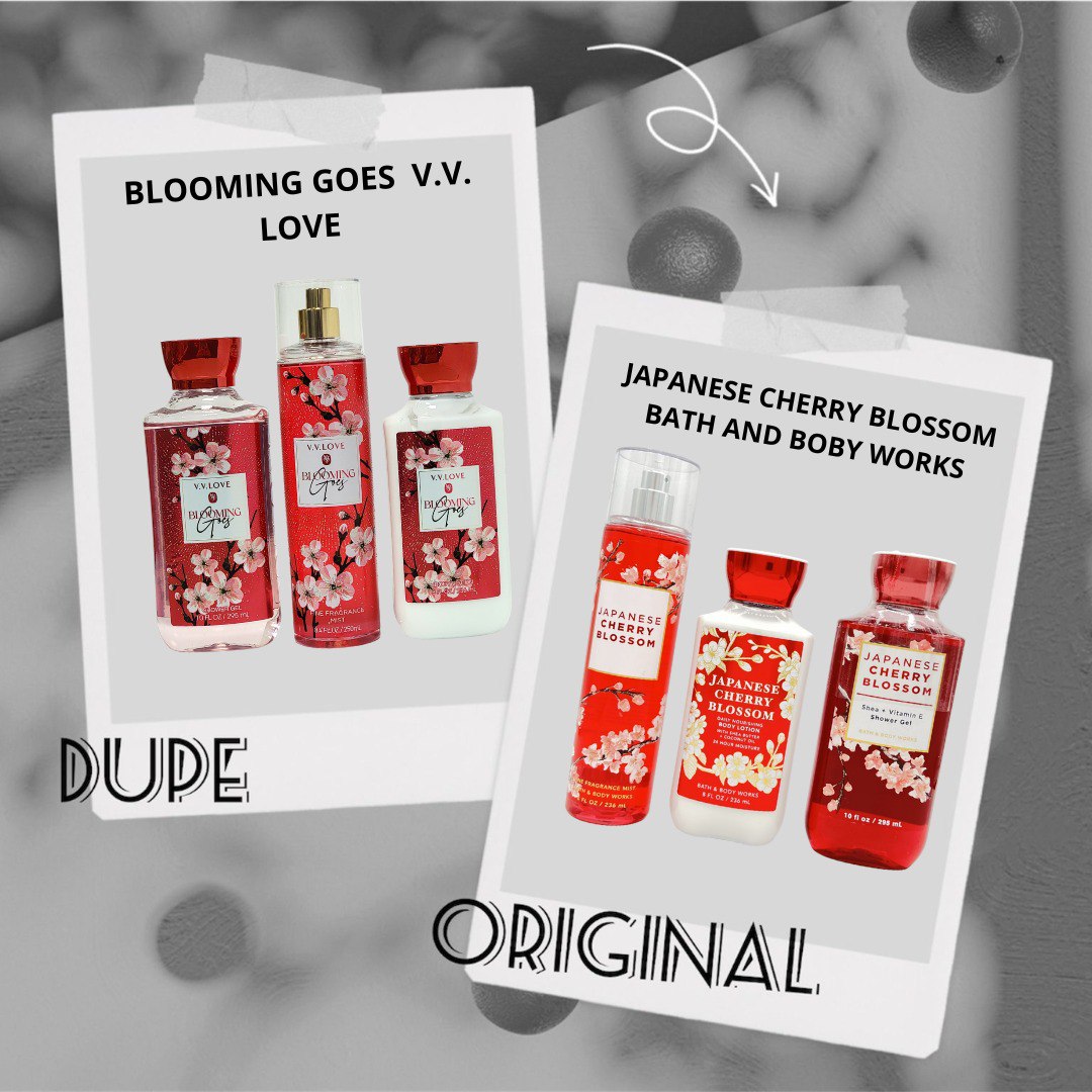 SET DE SPLASH, GEL DE DUCHA Y CREMA CORPORAL BLOOMING V.V. LOVE (DUPE DE JAPANESE CHERRY BLOSSOM BATH & BODY WORKS)
