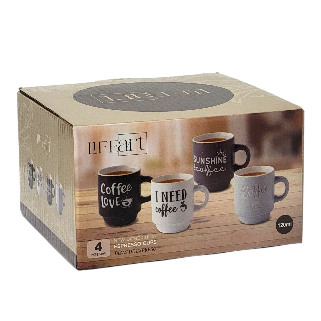 SET DE TAZAS DE ESPRESSO 4PCS LIFEART 6X7CM 120ML