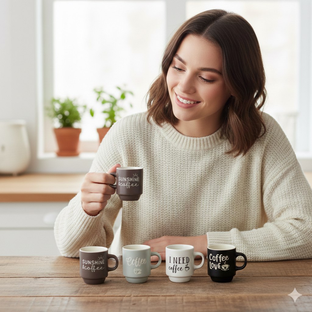 SET DE TAZAS DE ESPRESSO 4PCS LIFEART 6X7CM 120ML