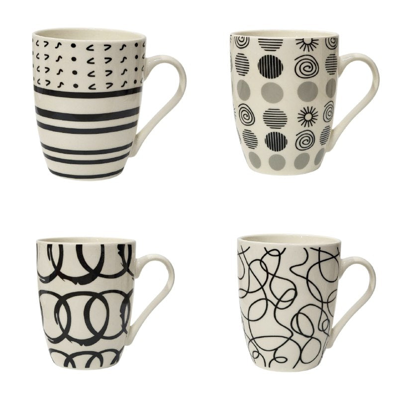 TAZAS MINIMALISTAS EN BLANCO Y NEGRO 11X12CM