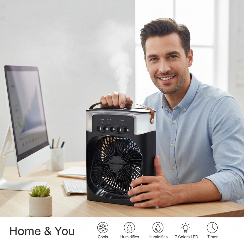 VENTILADOR PORTATIL INCLUYE ASA DE TRANSPORTE Y CONEXION DE USB 2 ESTILOS 20X26CM