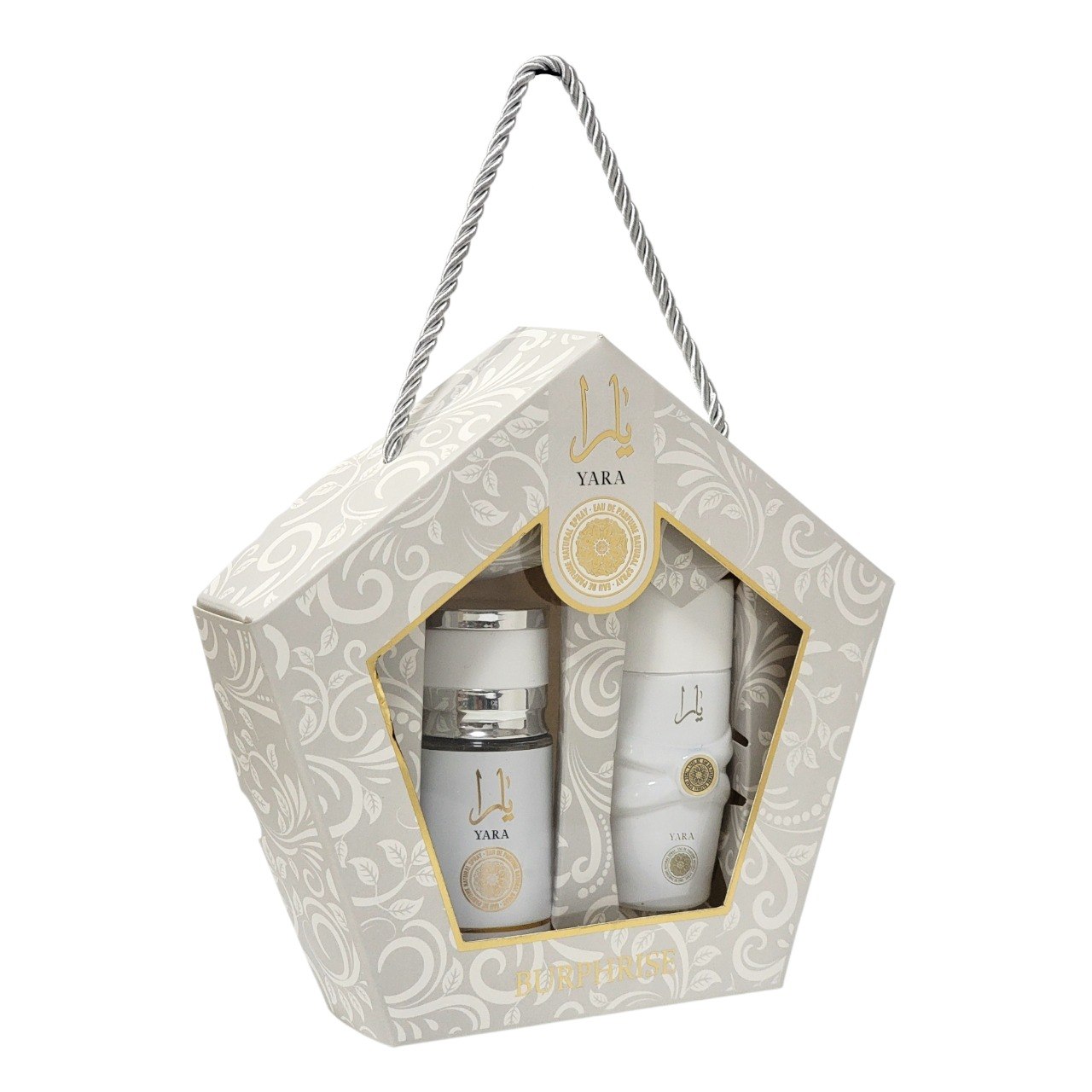 MINI SET YARA MOI BURPHRISE PERFUME 35ML SPLASH 88ML (M) (AROMA SIMILAR A YARA MOI LATTAFA)