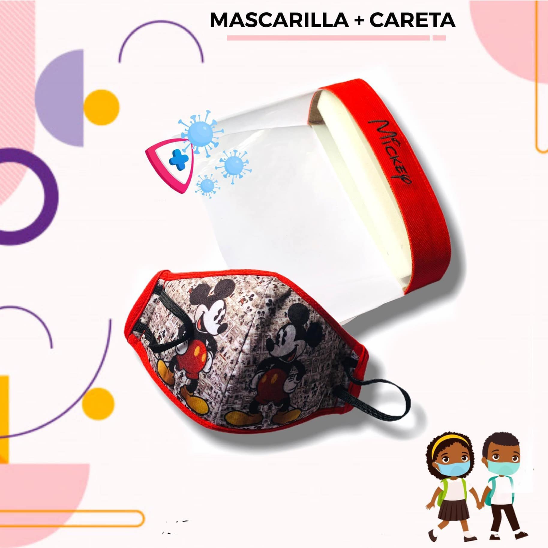 CARETA  DE NIÑO CON MASCARILLA