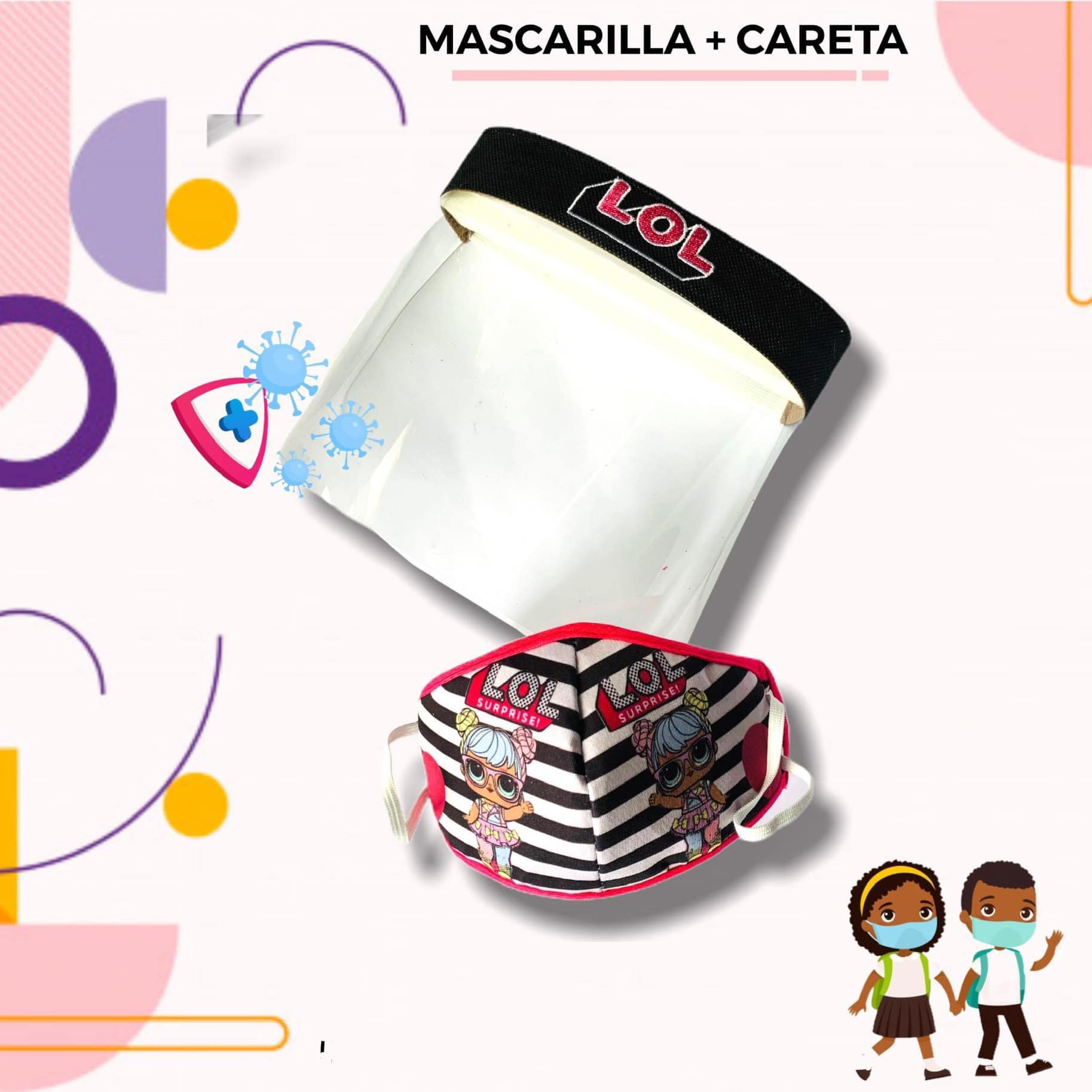 CARETA DE NIÑA CON MASCARILLA