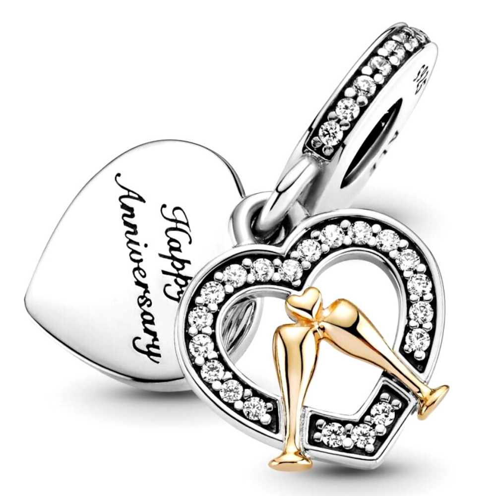 PCHARM2946 COLGANTE DOBLE DE CORAZON CON FRASE FELIZ ANIVERSARIO