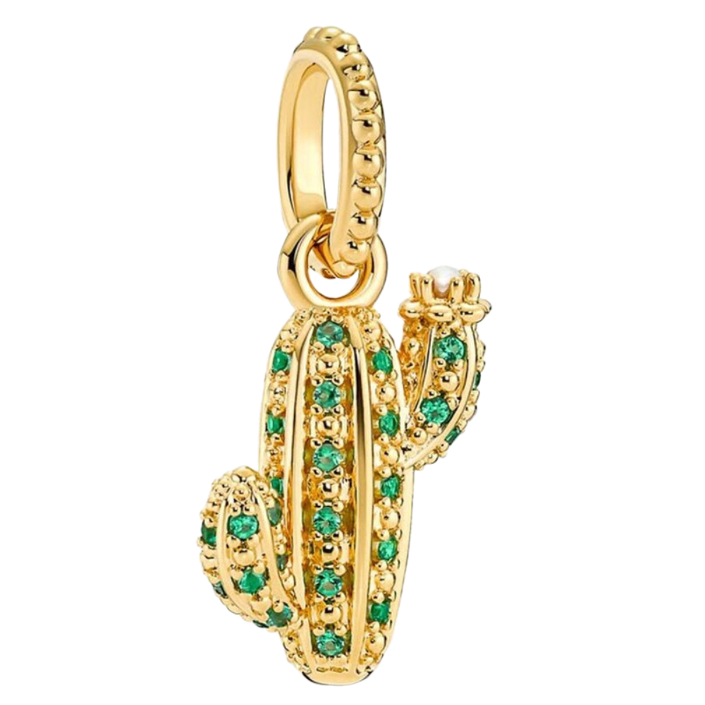 PCHARM2922 COLGANTE DORADO DE CACTUS PLANTA