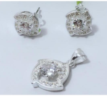 PSET1339 SET ZIRCONIA BLANCO REDONDO CON PUNTAS PLATA 9.25