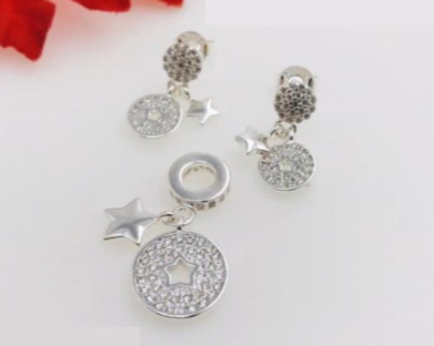 PSET1599 SET CHARM ESTRELLA  CON ZIRCONIA BLANC0 PLATA 9.25