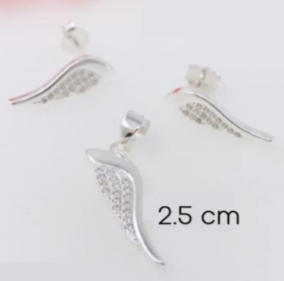 PSET1629 SET ALAS ANGEL CON ZIRCONIA BLANCO PLATA 9.25