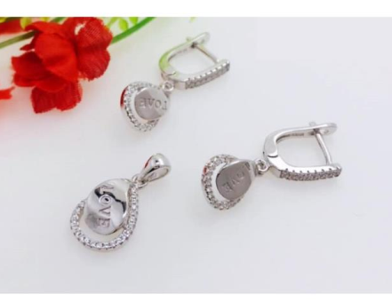 PSET1830 SET GOTA LOVE  CON ZIRCONIA BLANCO PLATA 9.25