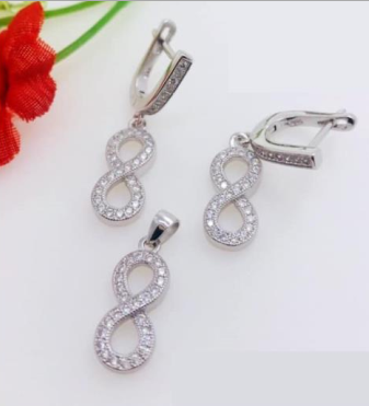 PSET1868 SET INFINITO CON ZIRCONIA BLANCO PLATA 9.25