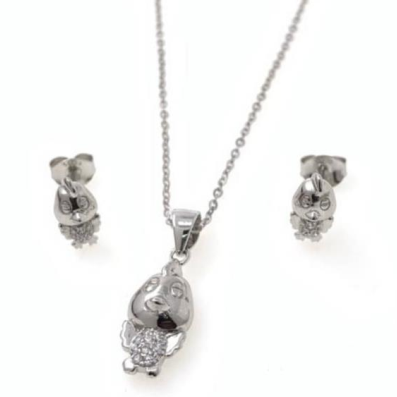 PSET2244 SET ANGEL ALAS  CON ZIRCONIA BLANCO PLATA 9.25