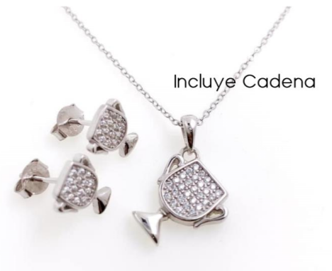 PSET2283 SET COPA DE VINO  CON ZIRCONIA BLANCO PLATA 9.25