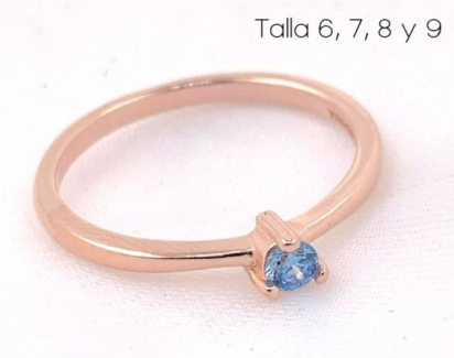 PANI1573D ANILLO GOLD ROSE CON PIEDRA AZUL, PLATA 925