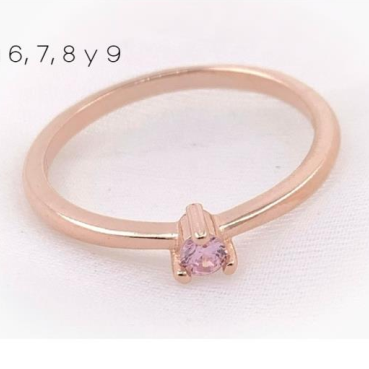 PANI1573B ANILLO GOLD ROSE CON PIEDRA ROSADA, PLATA 925