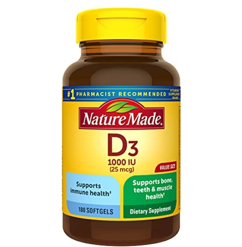 Vitamin D3, 300 Softgels, Vitamin D 1000 IU (25 mcg) Helps Support Immune Health, Strong Bones and Teeth, & Muscle Function, 125% of The Daily Value for Vitamin D in One Daily Softgel