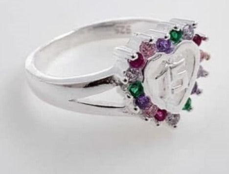 PANI1003 ANILLO 15 AÑOS DE CORAZON CON PIEDRAS DE COLORES, PLATA 925