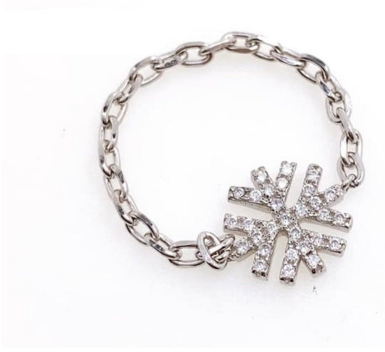 PANI1037 ANILLO COPO DE NIEVE FORMA DE CADENA PLATA 925