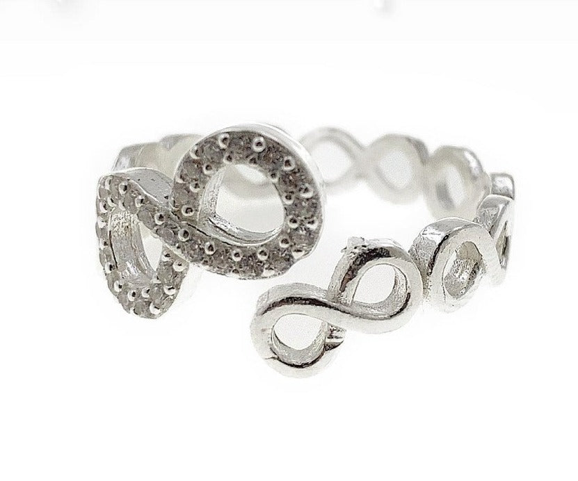 PANI1114 ANILLO AJUSTABLE DE INFINITOS, PLATA 925