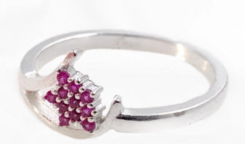 PANI1162 ANILLO DE ESTRELLA CON CIRCONES FUCSIA, PLATA 925