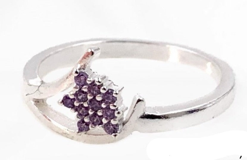 Anillo De Plata 925 Con Cristales Morados - Chapado En Oro Rosa | Para Mujer, Apilable Y Ajustable | Joyería De Calidad