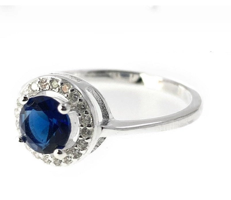 PANI1309 ANILLO CON PIEDRA AZUL, PLATA 925