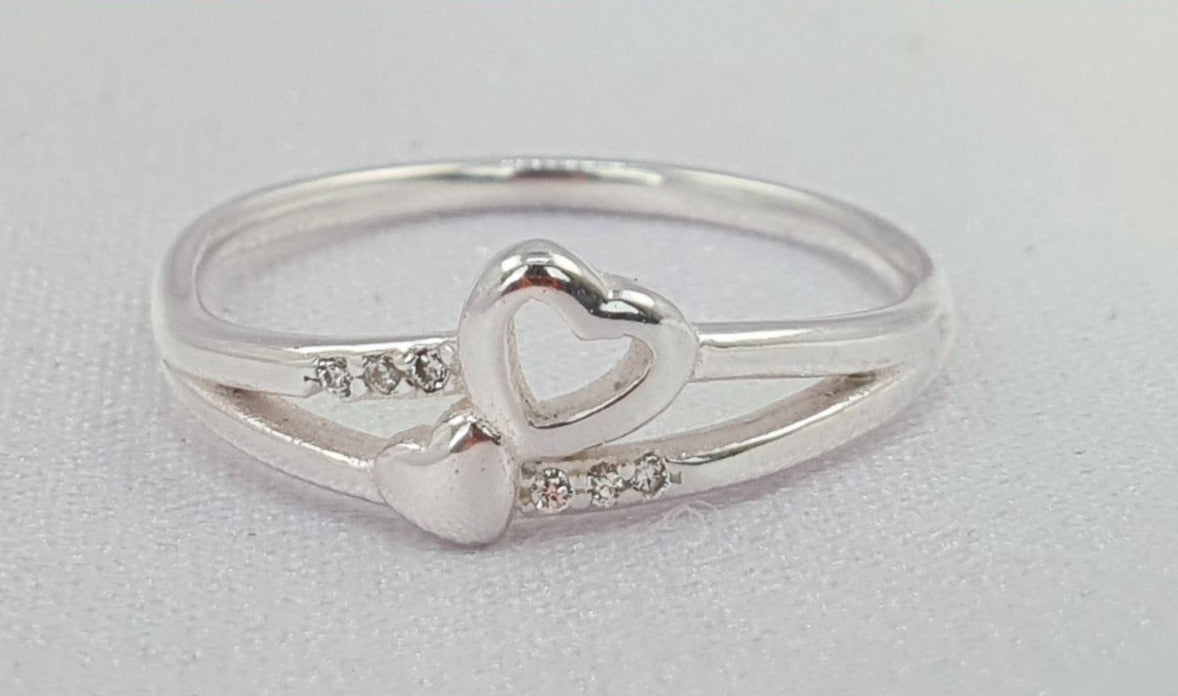 PANI1684 ANILLO CORAZON DOBLE, PLATA 925