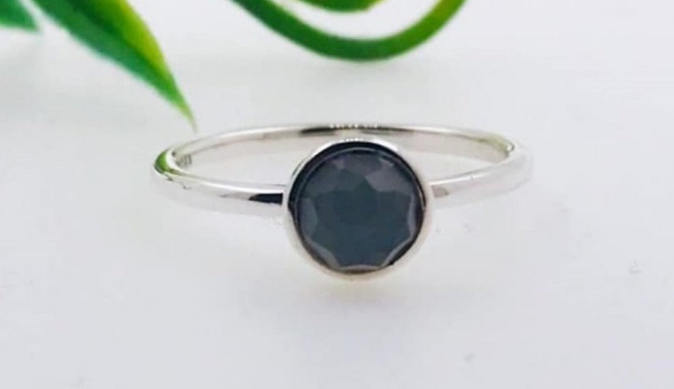 PANI258 ANILLO PIEDRA NEGRA, PLATA 925