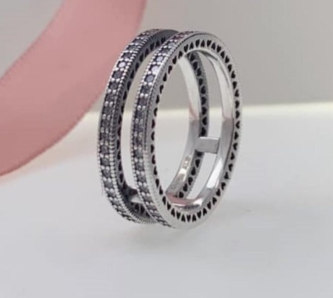 PANI918 ANILLO PANDORA DOBLE CON CIRCONES, PLATA 925