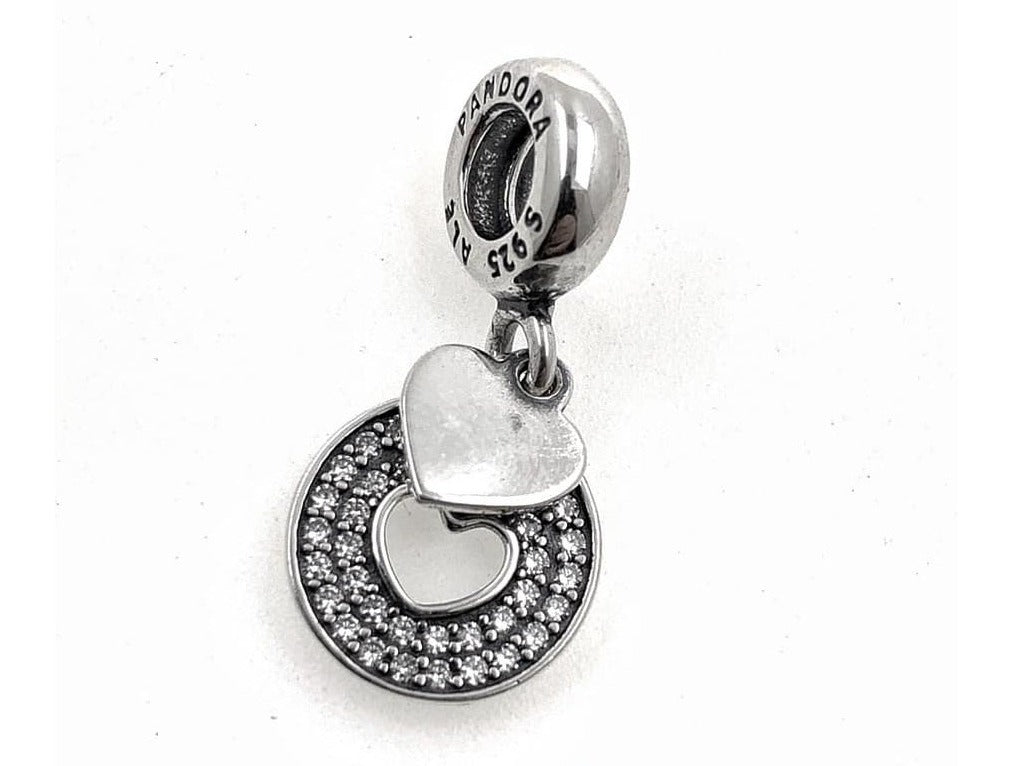 PCHARM2490  COLGANTE DOBLE DE CORAZON Y CIRCONES