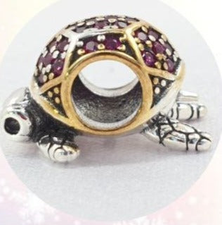 PCHARM2670#1  TORTUGA CON CIRCONES AZULES Y ROJOS