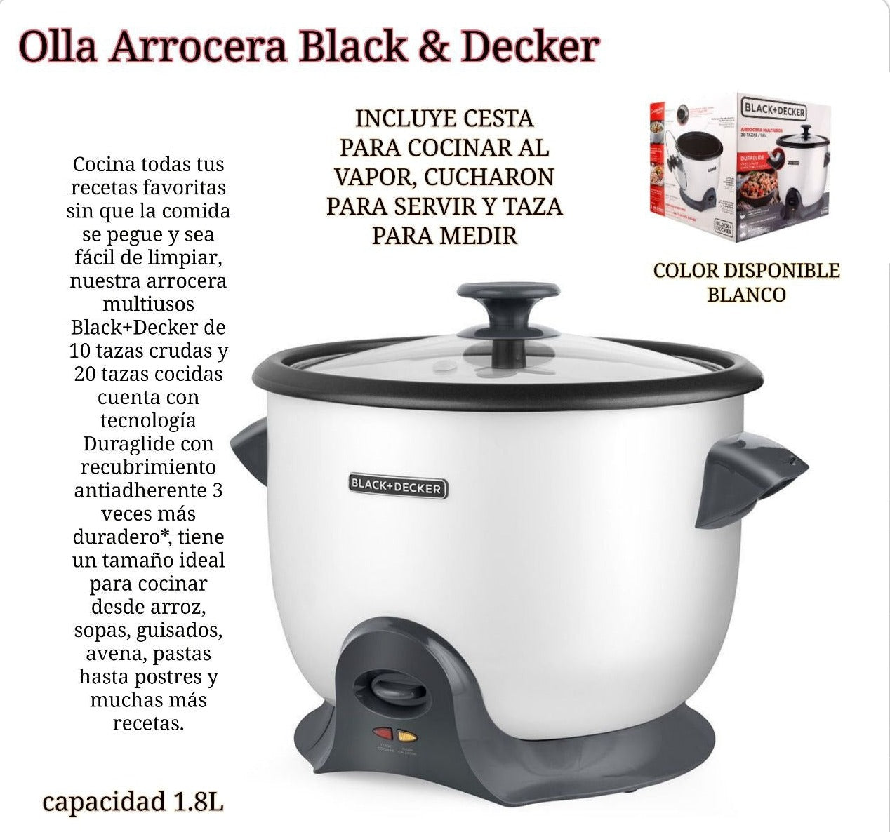 MAQUINA OLLA ARROCERA BLACK & DECKER