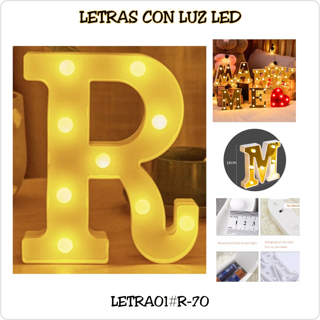 LETRAS CON LUZ LED BLANCA LUZ BLANCA ABECEDARIO A-Z