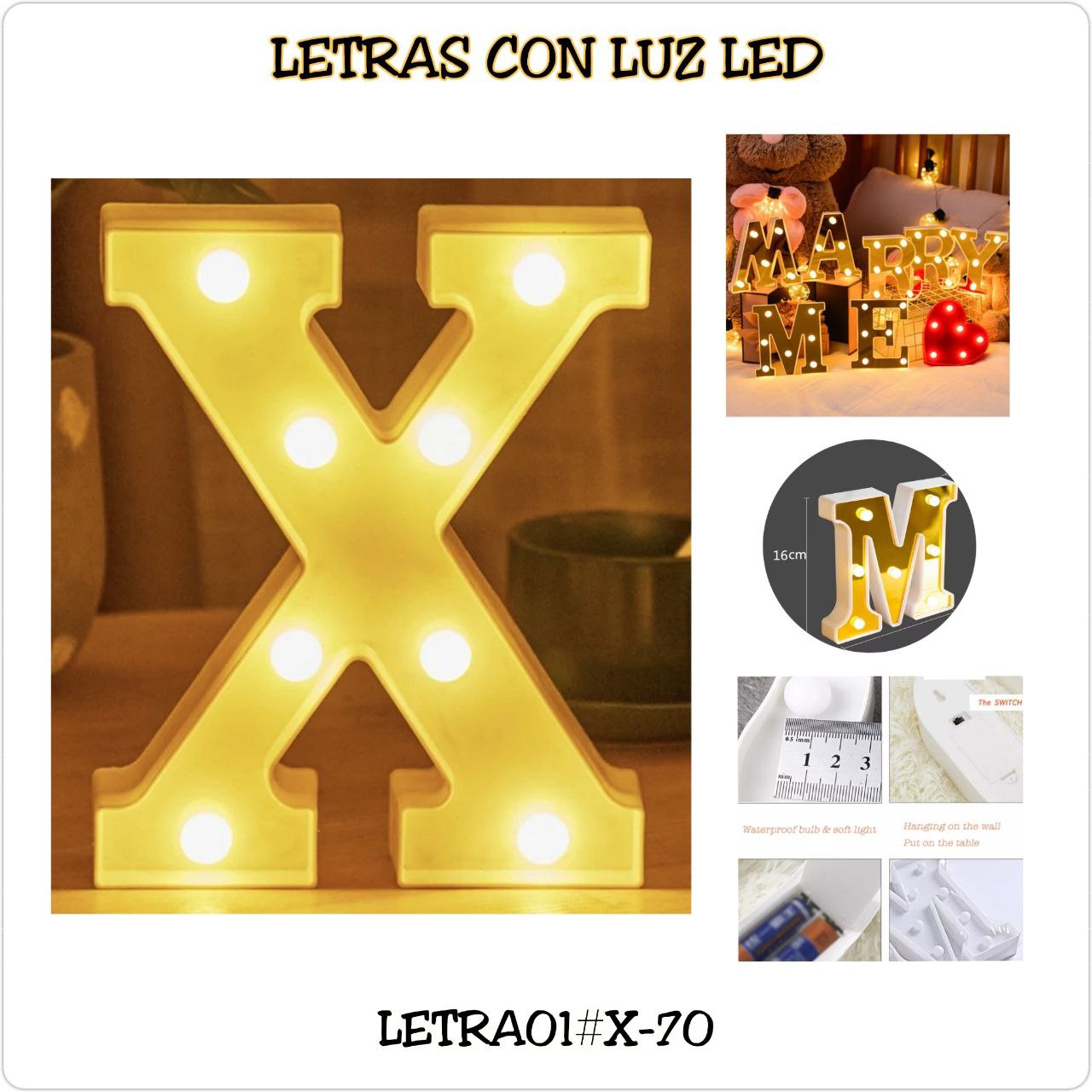 LETRAS CON LUZ LED BLANCA LUZ BLANCA ABECEDARIO A-Z