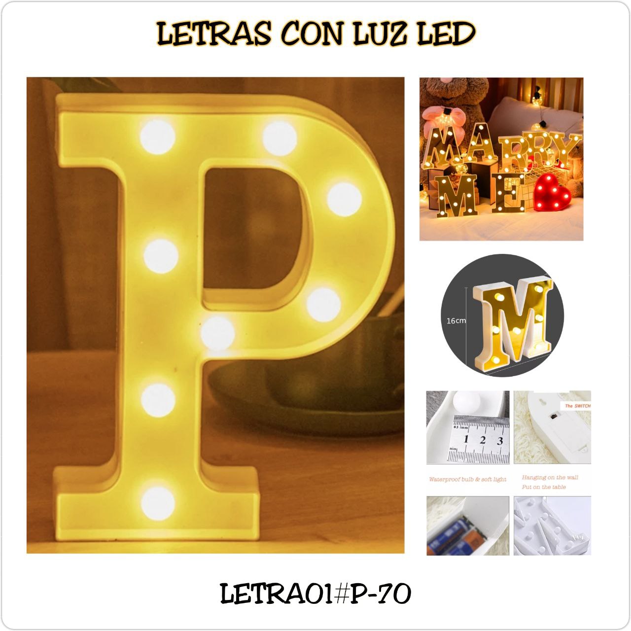 LETRAS CON LUZ LED BLANCA LUZ BLANCA ABECEDARIO A-Z